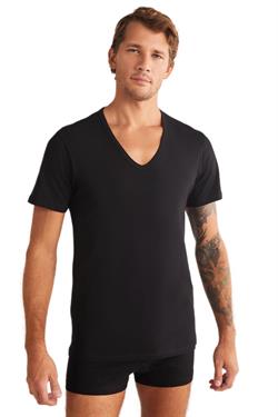 Kom Erkek Siyah Enrico V Yaka Pamuk 2li Tshirt
