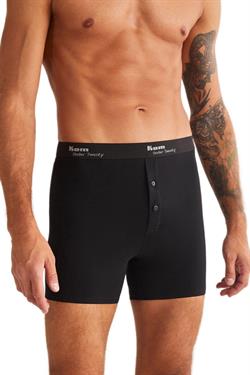 Kom Erkek Siyah Long Çift Düğmeli Boxer