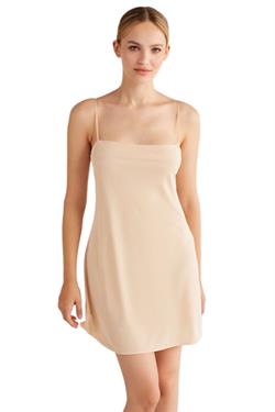 Kom Kadın Ten Petty Düz Yaka Kombinezon