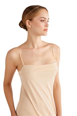 Kom Kadın Ten Petty Düz Yaka Kombinezon