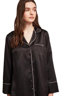 Penye Mood Kadın Saten Siyah Pijama Takımı 2001