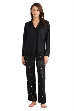 Penye Mood Kadın Siyah Pijama Takım 9714
