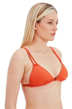 Zeki Cam Aksesuar Detaylı Üçgen Bikini Üst