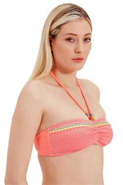 Zeki Cam Boncuk Detaylı Straplez Bikini Üst 