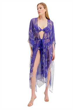 Zeki Desenli Mor Elbise 