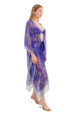 Zeki Desenli Mor Elbise 