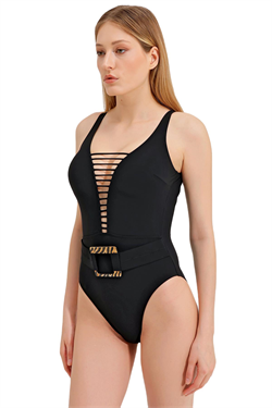 Zeki Göğüs Detaylı Siyah Mayo