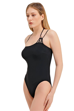 Zeki Gümüş Aksesuarlı Siyah Mayo 