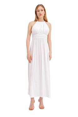 Zeki Sırt Dekolteli Beyaz Elbise 