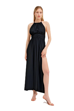 Zeki Sırt Dekolteli Siyah Elbise 