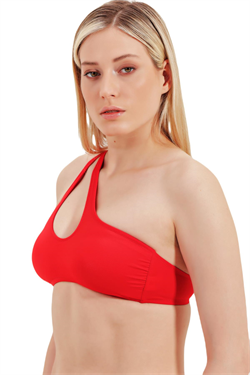 Zeki Tek Omuz Kırmızı Bikini Üst 