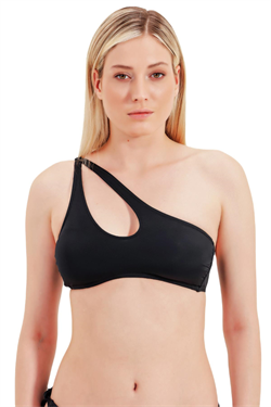 Zeki Tek Omuz Siyah Bikini Üst 