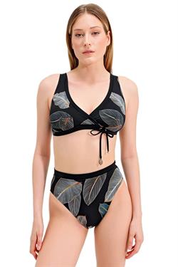 Zeki Yaprak Desenli Yüksek Bel Bikini Takım