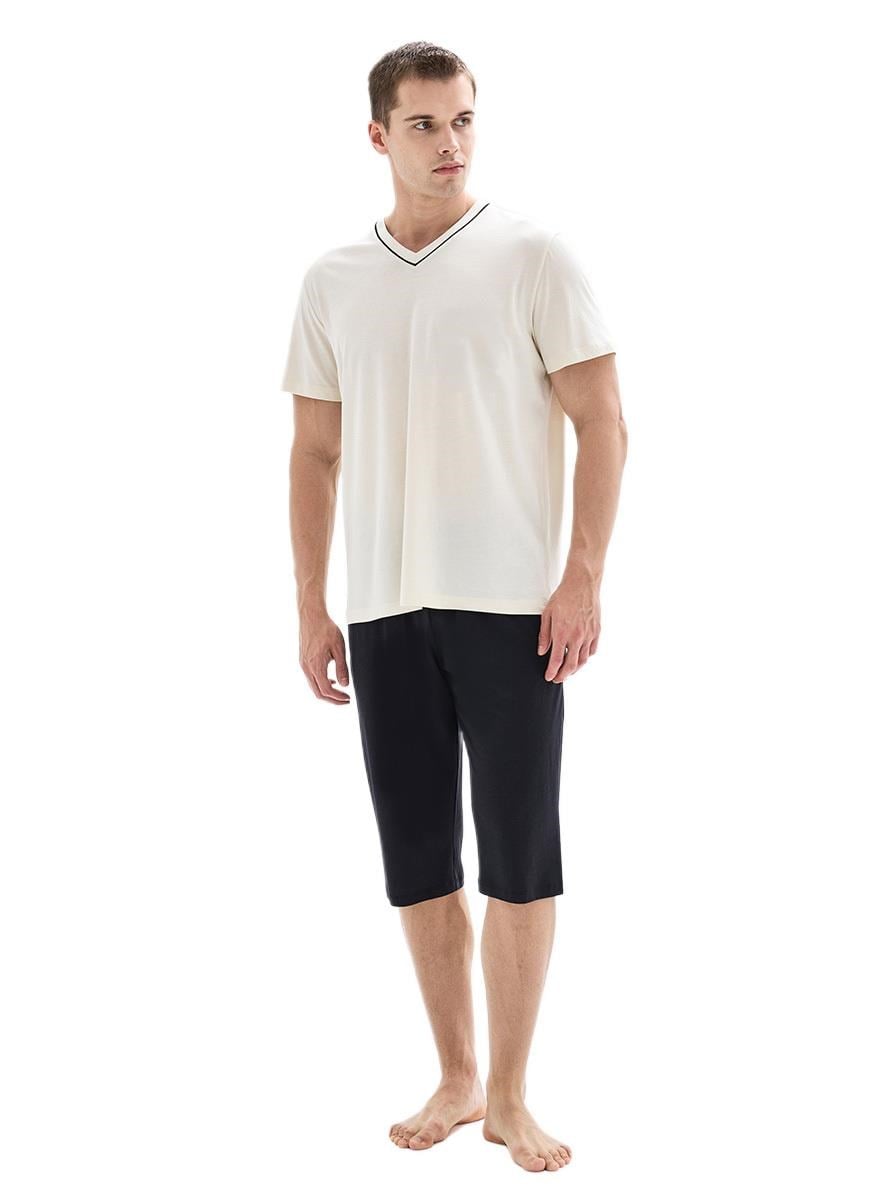 Blackspade Erkek Bej Kısa Kol Kapri Pijama Takımı 40873