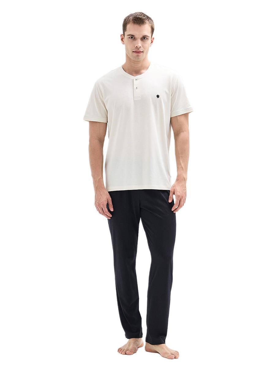 Blackspade Erkek Bej Kısa Kol Pijama Takımı 40870