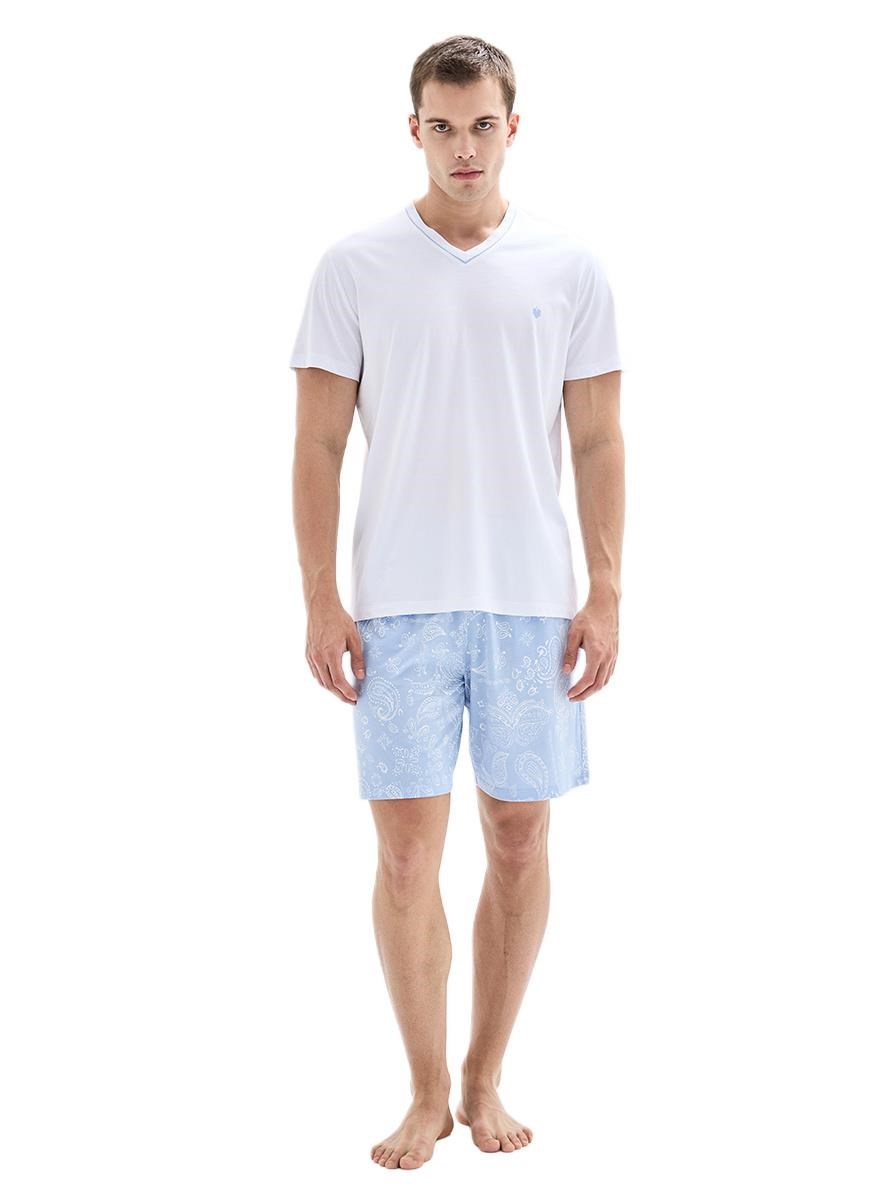Blackspade Erkek Beyaz Kısa Kol Şort Pijama Takımı 40898