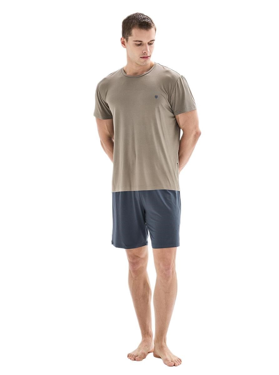 Blackspade Erkek Haki Kısa Kol Şort  Pijama Takımı 40884