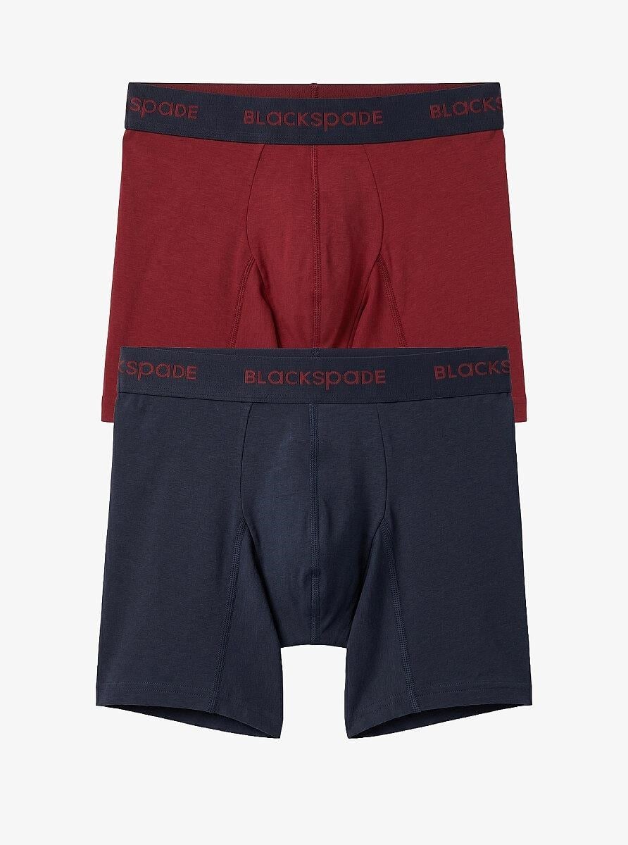 Blackspade Erkek Lacivert - Kırmızı Boxer 2'li Paket 9618