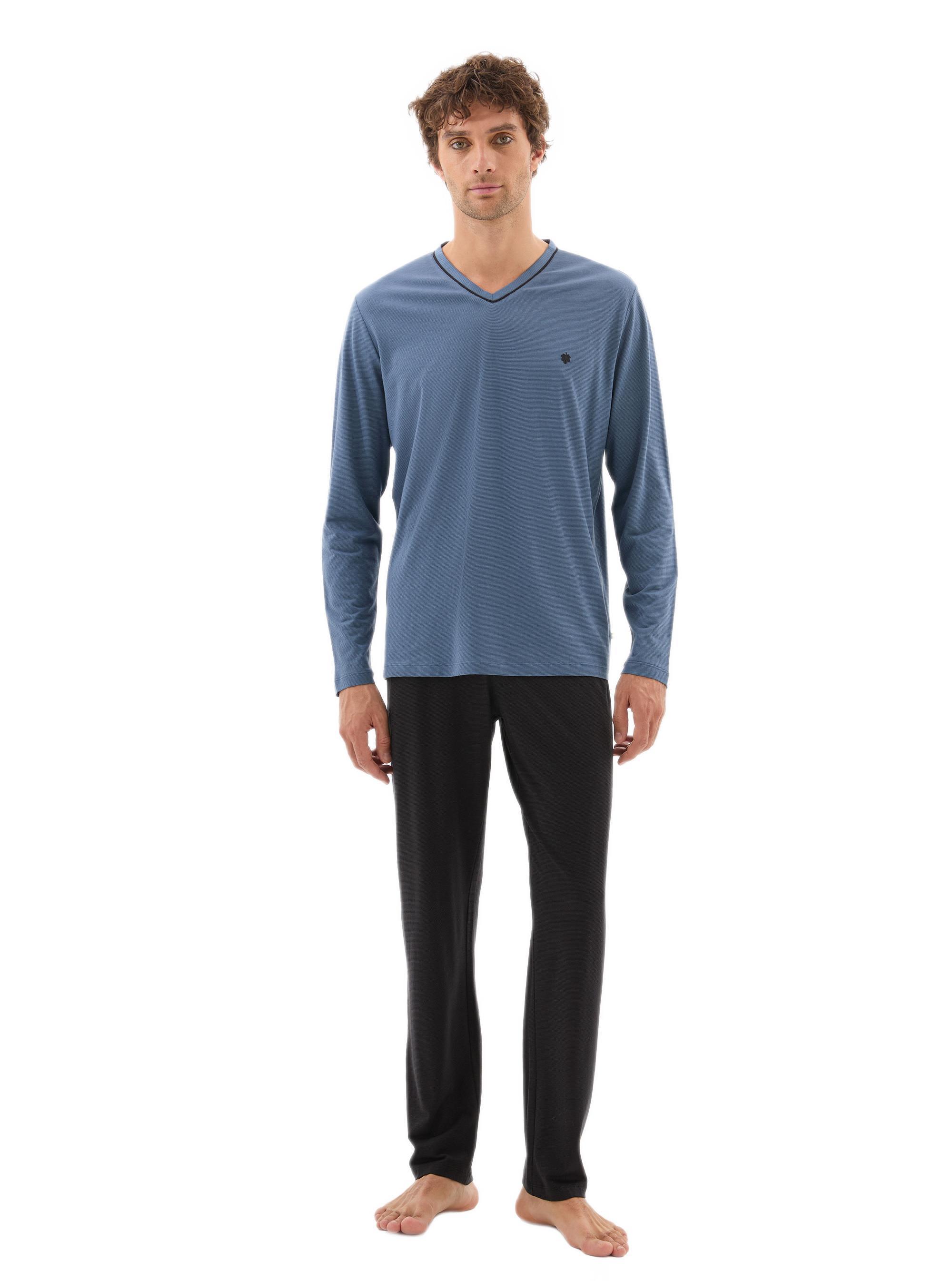 Blackspade Erkek Mavi Uzun Kol 3'lü Pijama Takımı 40782