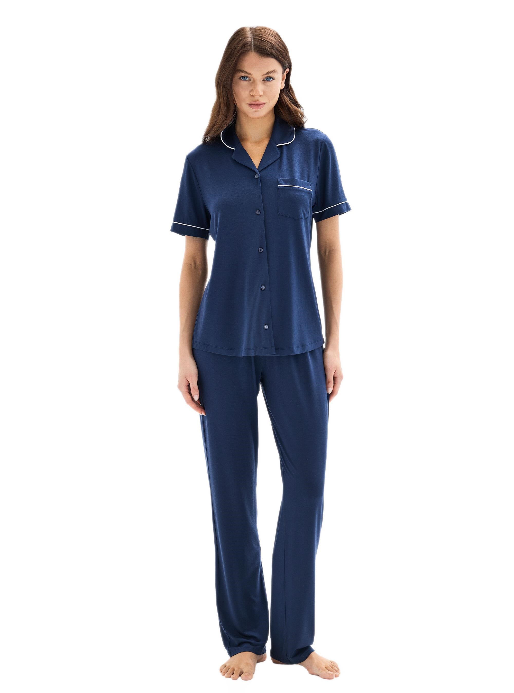 Blackspade Kadın Lacivert Kısa Kol Pijama Takımı 52079