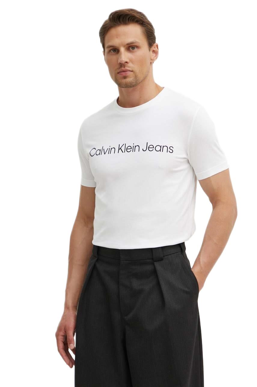 Calvin Klein Erkek Beyaz Logolu T-Shirt J30J322552