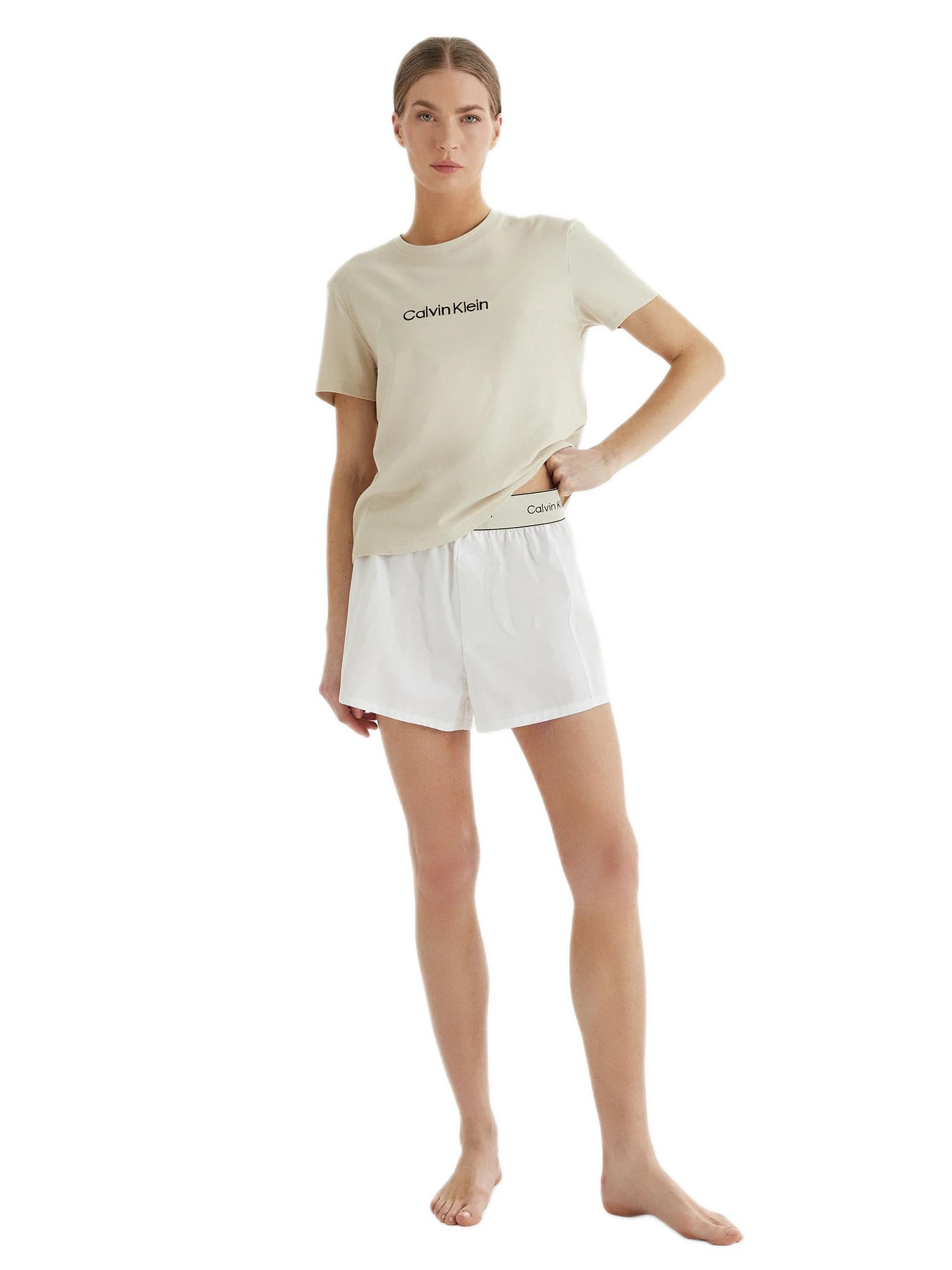 Calvin Klein Kadın Haki Kısa Kollu Heritage Şortlu Pijama Takımı LV00QS7653