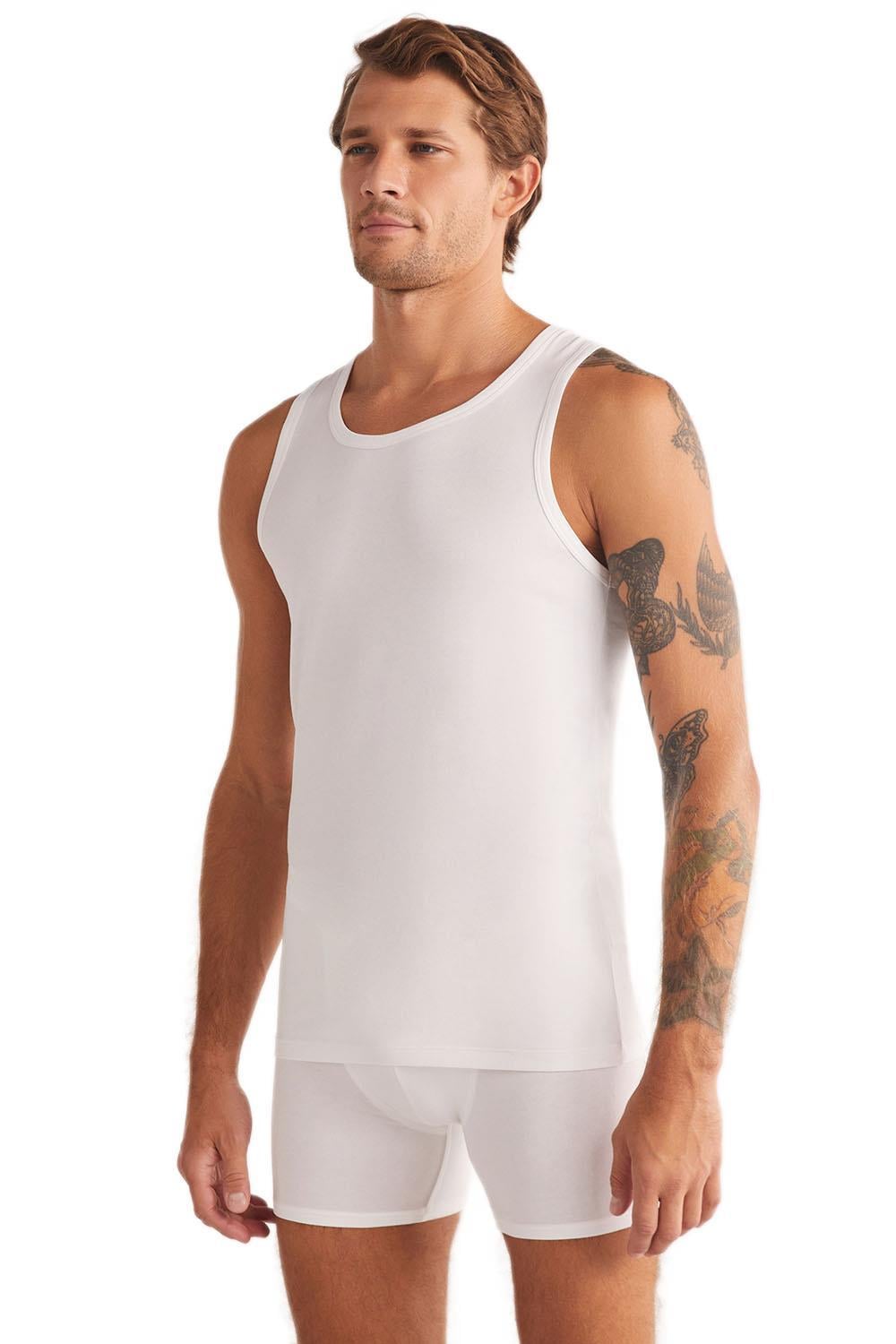 Kom Aytron Halter 2'li Basic Erkek Beyaz Atlet