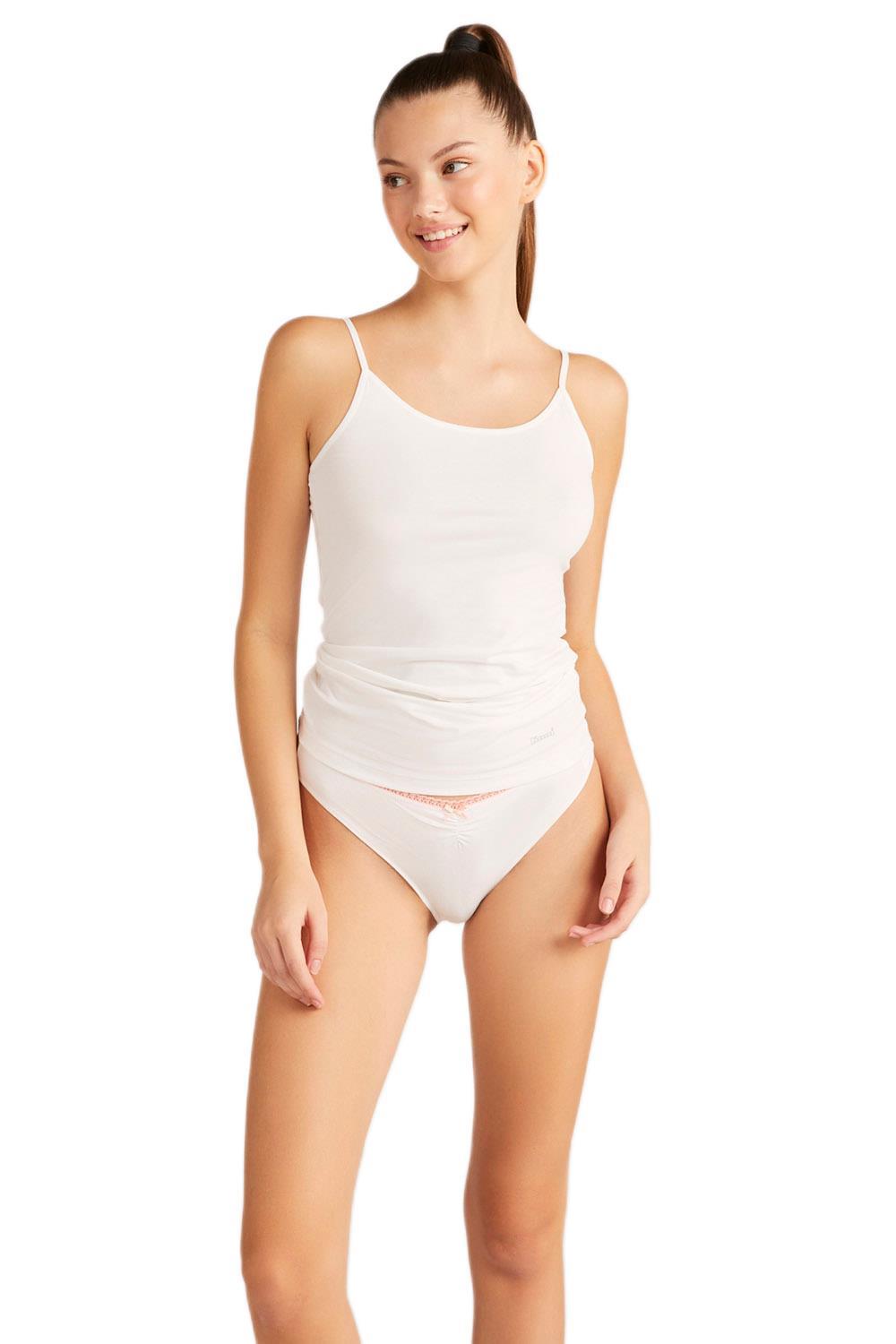 Kom Basic Top İp Askılı Pamuklu Beyaz Atlet