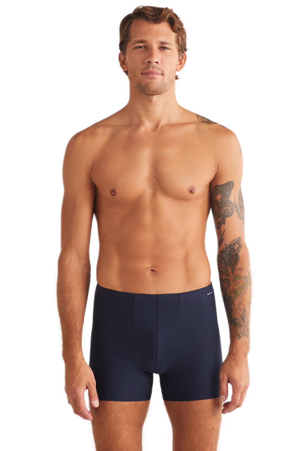Kom Domenico Çizgili Erkek Lacivert Boxer 