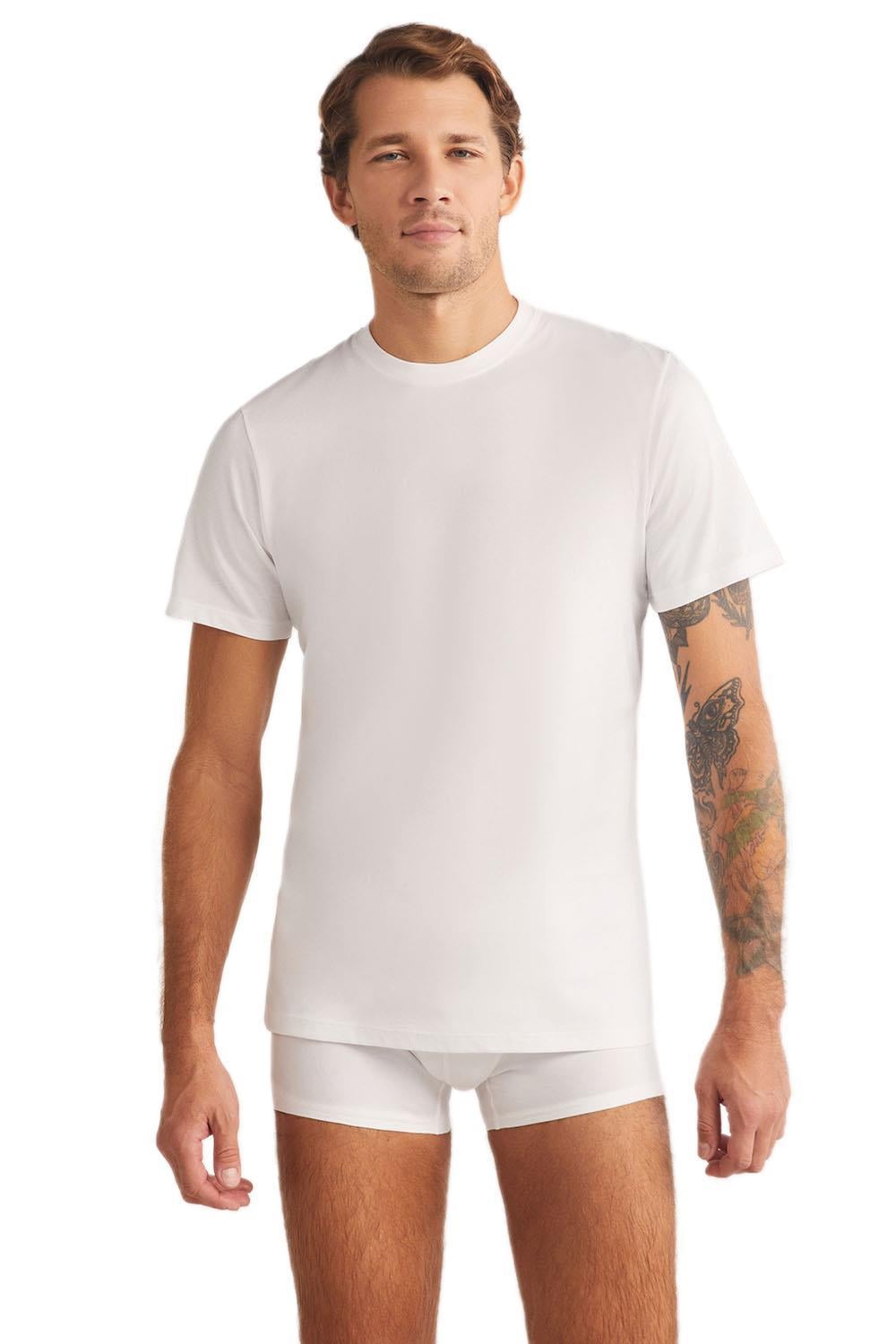 Kom Eduardo Bisiklet Yaka 2'li Erkek Beyaz Tshirt