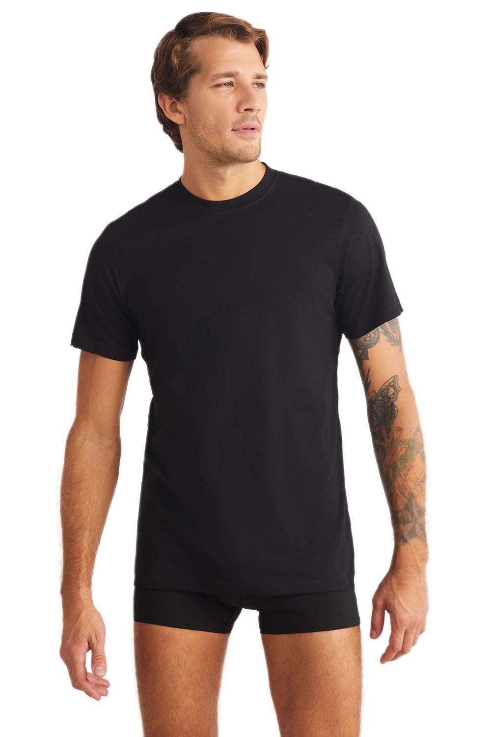 Kom Eduardo Bisiklet Yaka 2'li Erkek Siyah Tshirt