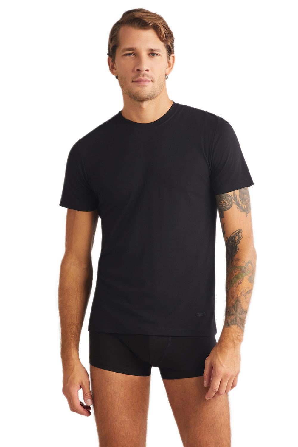 Kom James Bisiklet Yaka 2'li Erkek Siyah Tshirt