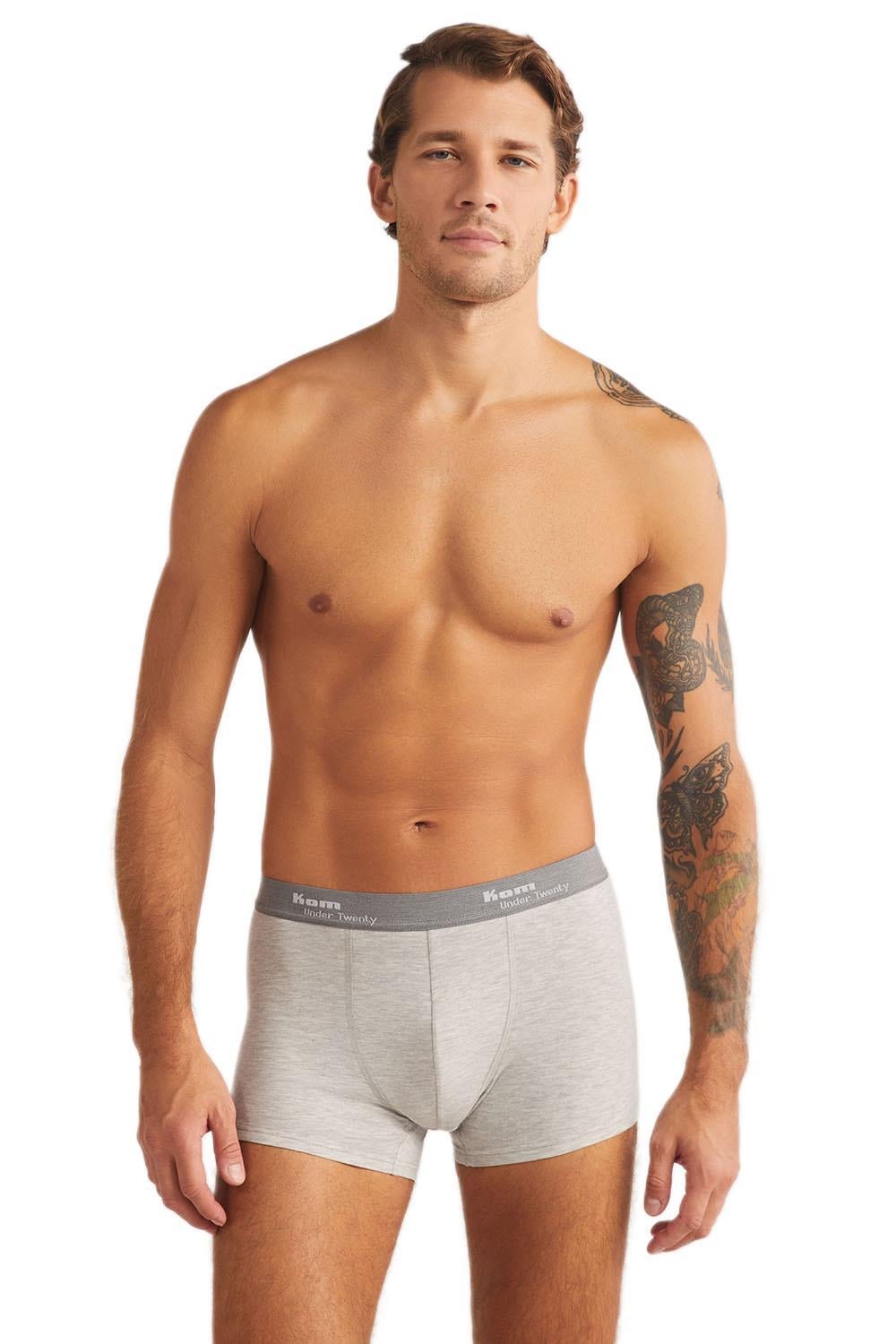 Kom Tight Pamuklu 2'li Erkek Gri Boxer