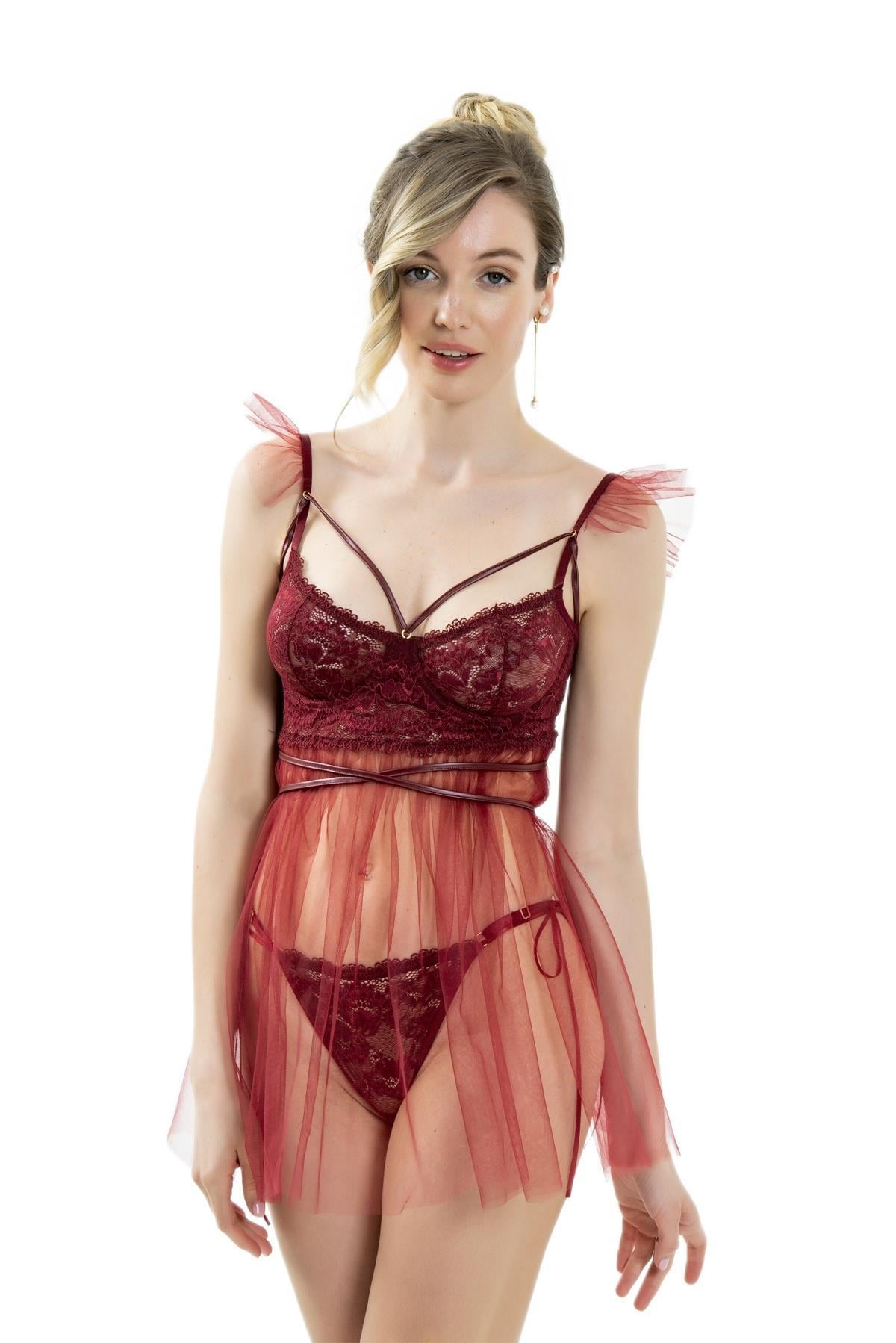 Magic Form Balenli Tüllü Gecelik 7216