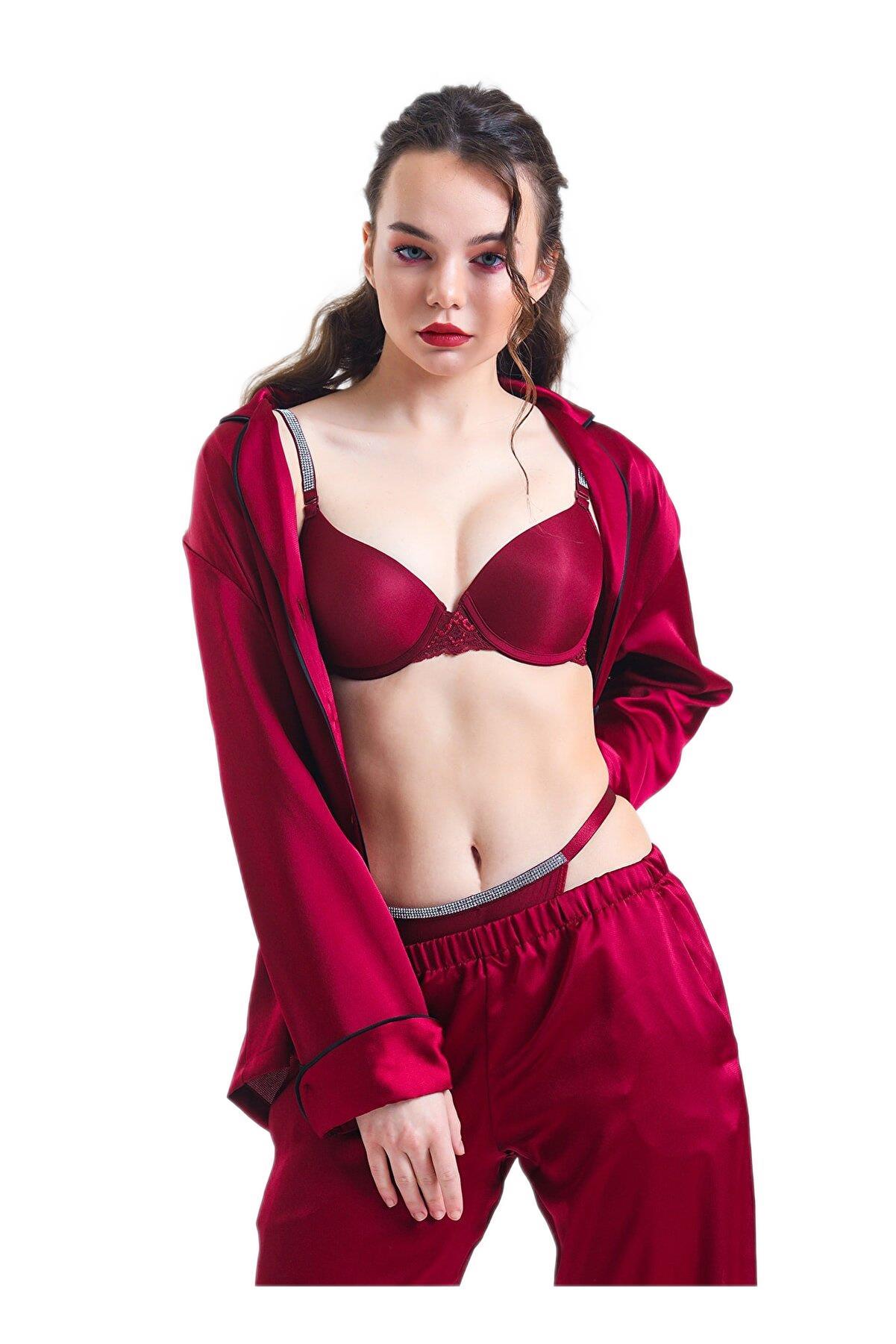 Magic Form Dantelli Taşlı Süngerli Sütyen 6389