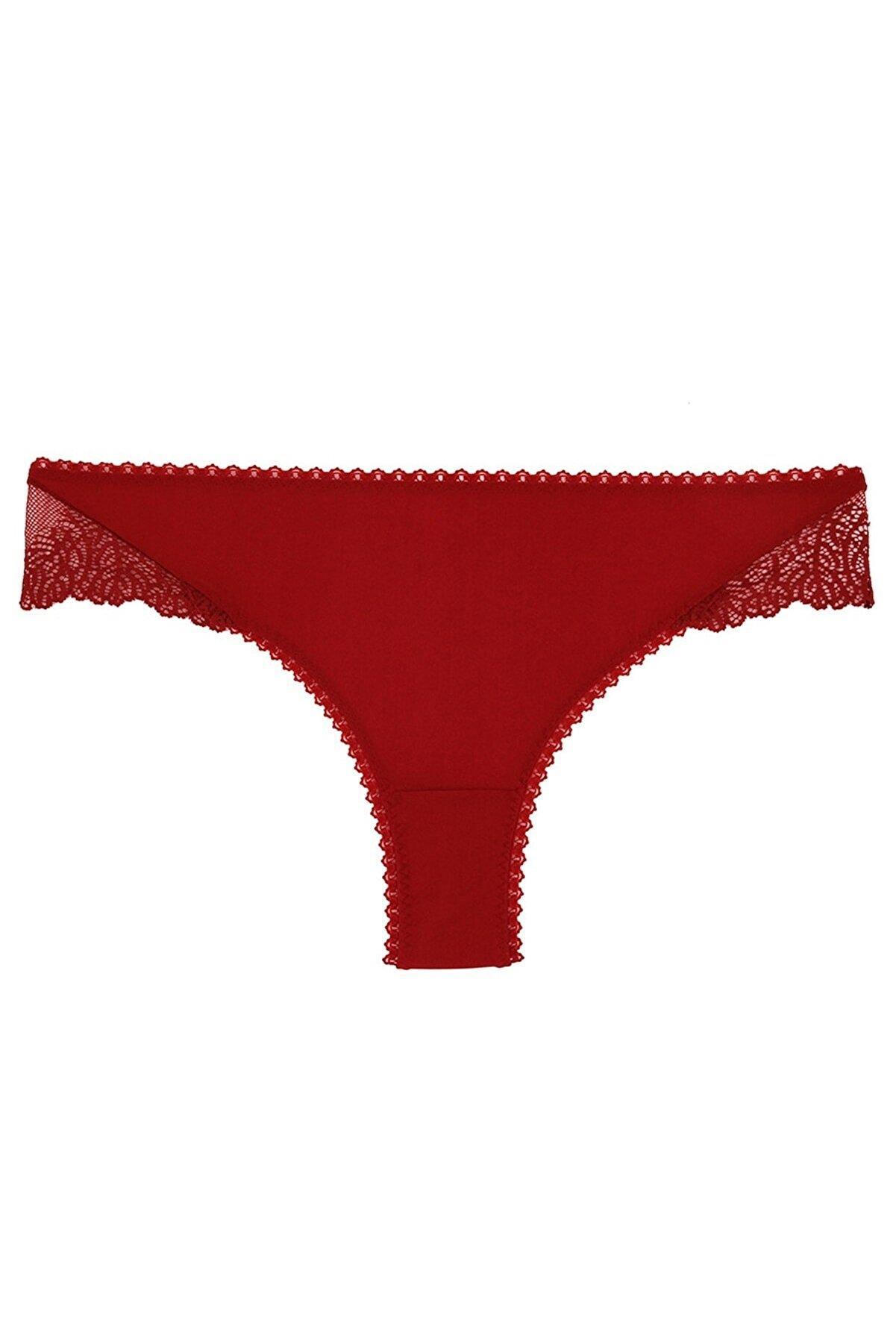 Magic Form Önü Kumaş Arkası Dantel Slip Kırmızı Külot 312