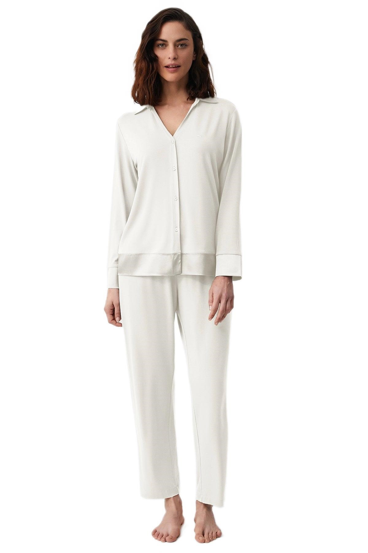 Penye Mood Kadın Ekru Pijama Takım PM9909
