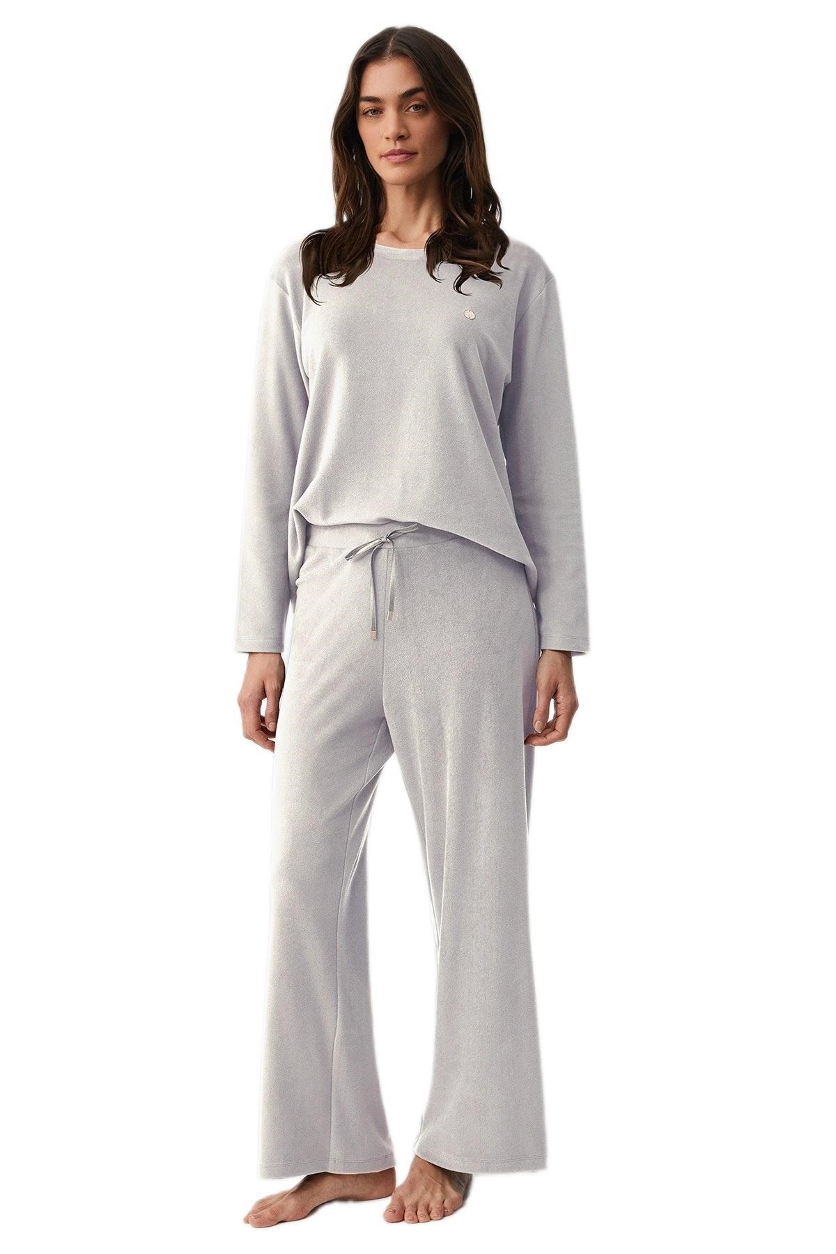 Penye Mood Kadın Gri Pijama Takımı PM9711