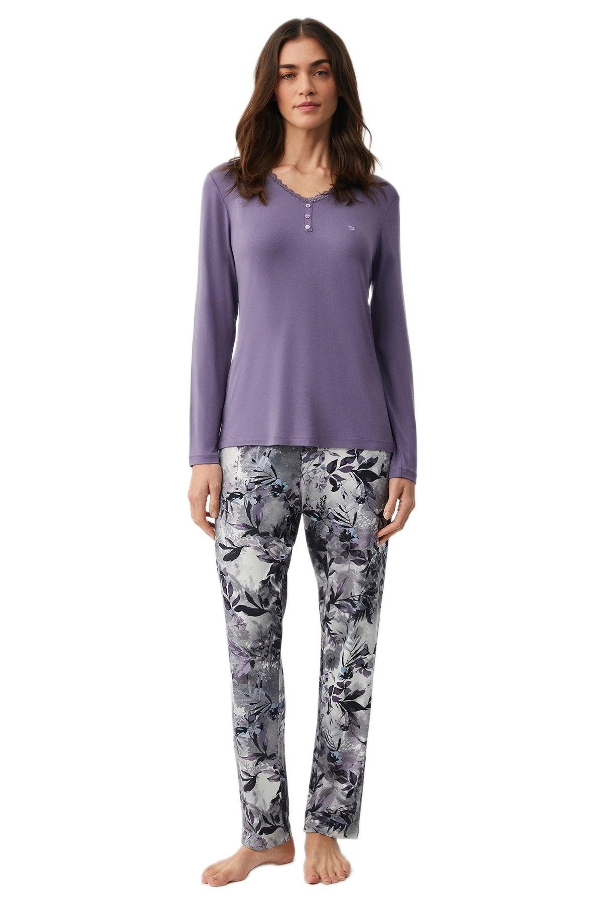 Penye Mood Kadın Mor Pijama Takım PM9905