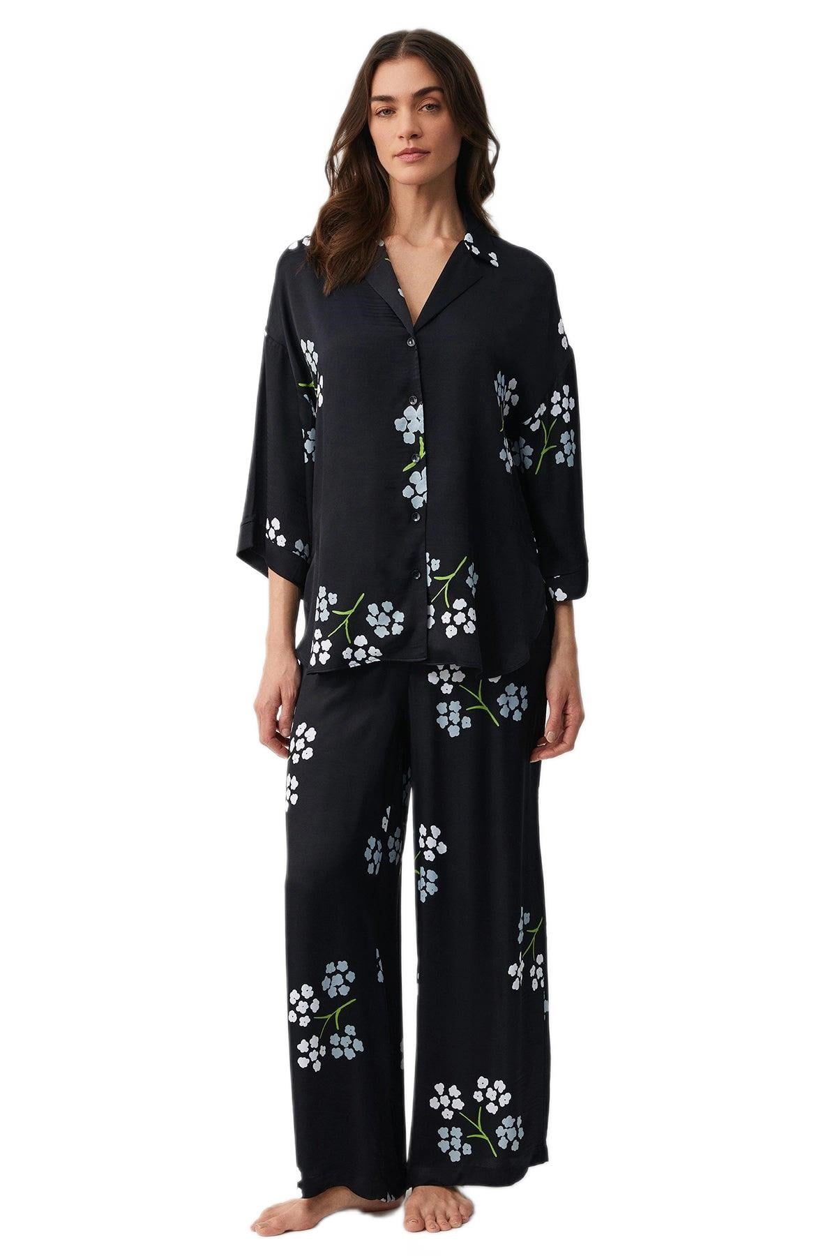 Penye Mood Kadın Siyah Pijama Takımı PM9914