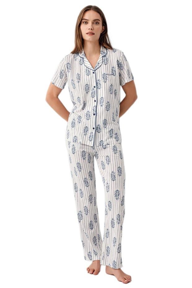 Pierre Cardin Kadın Beyaz Kısa Kol Pijama Takım 9215