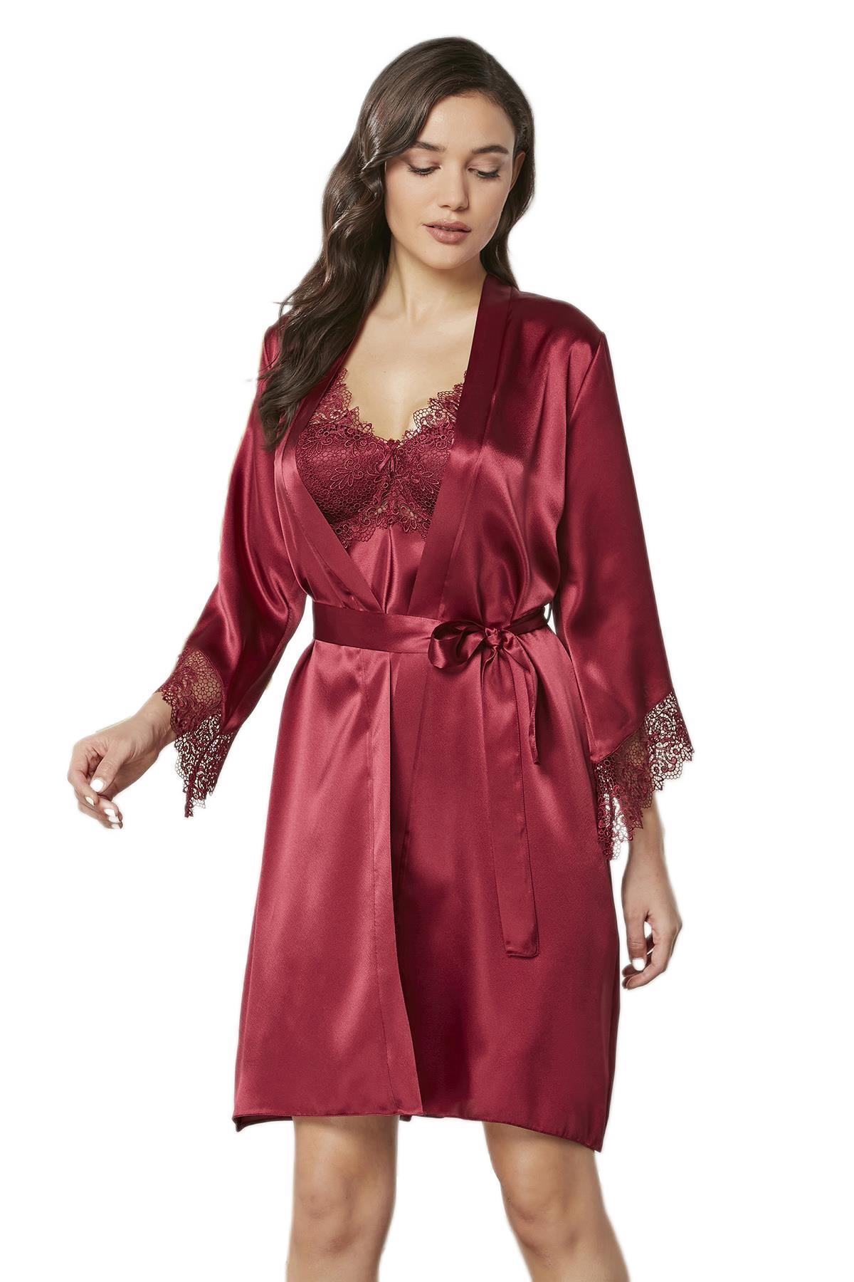 Pierre Cardin Kadın Bordo 6'lı Saten Takım 6040