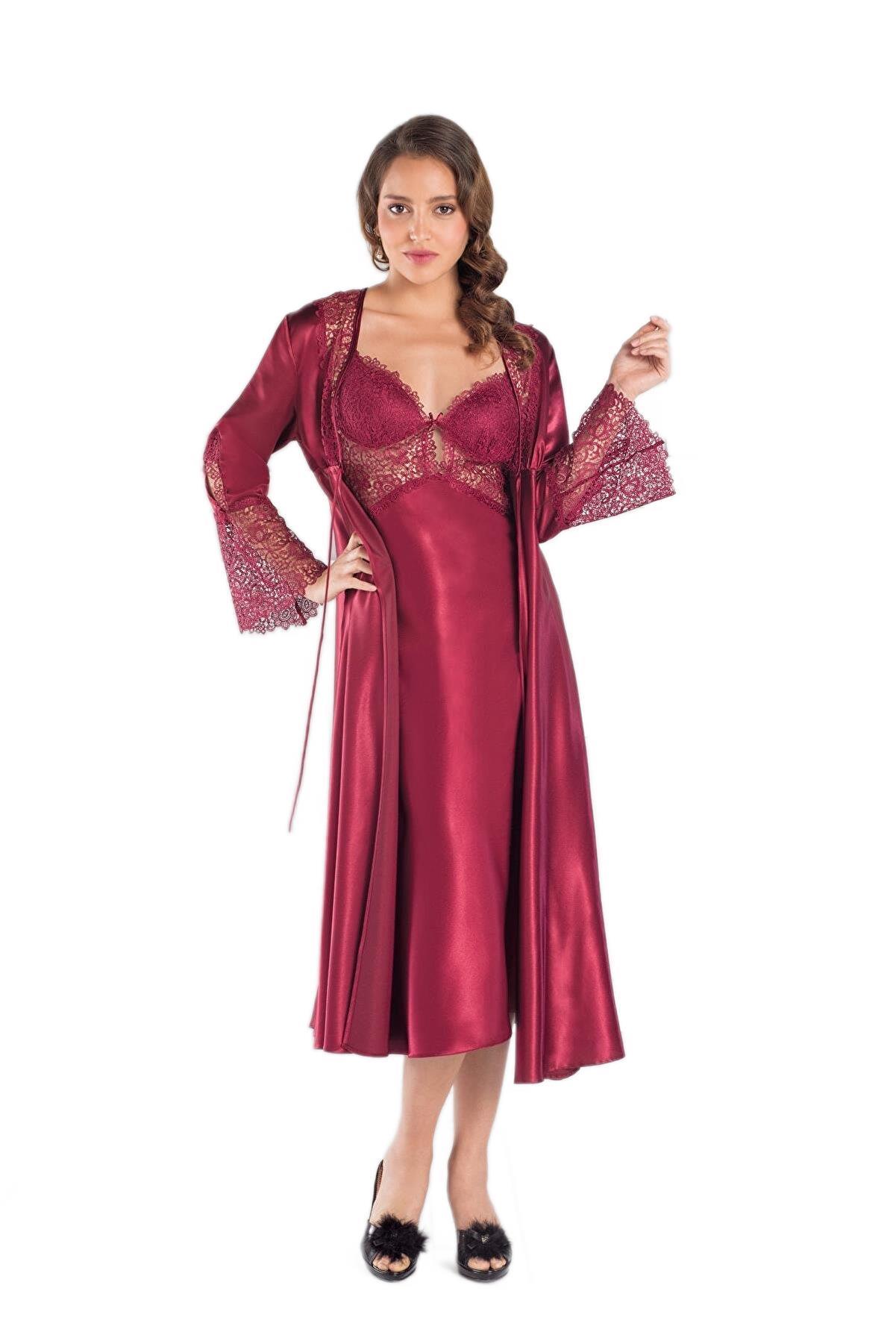 Pierre Cardin Kadın Bordo Altılı Saten Çeyiz Seti 6620