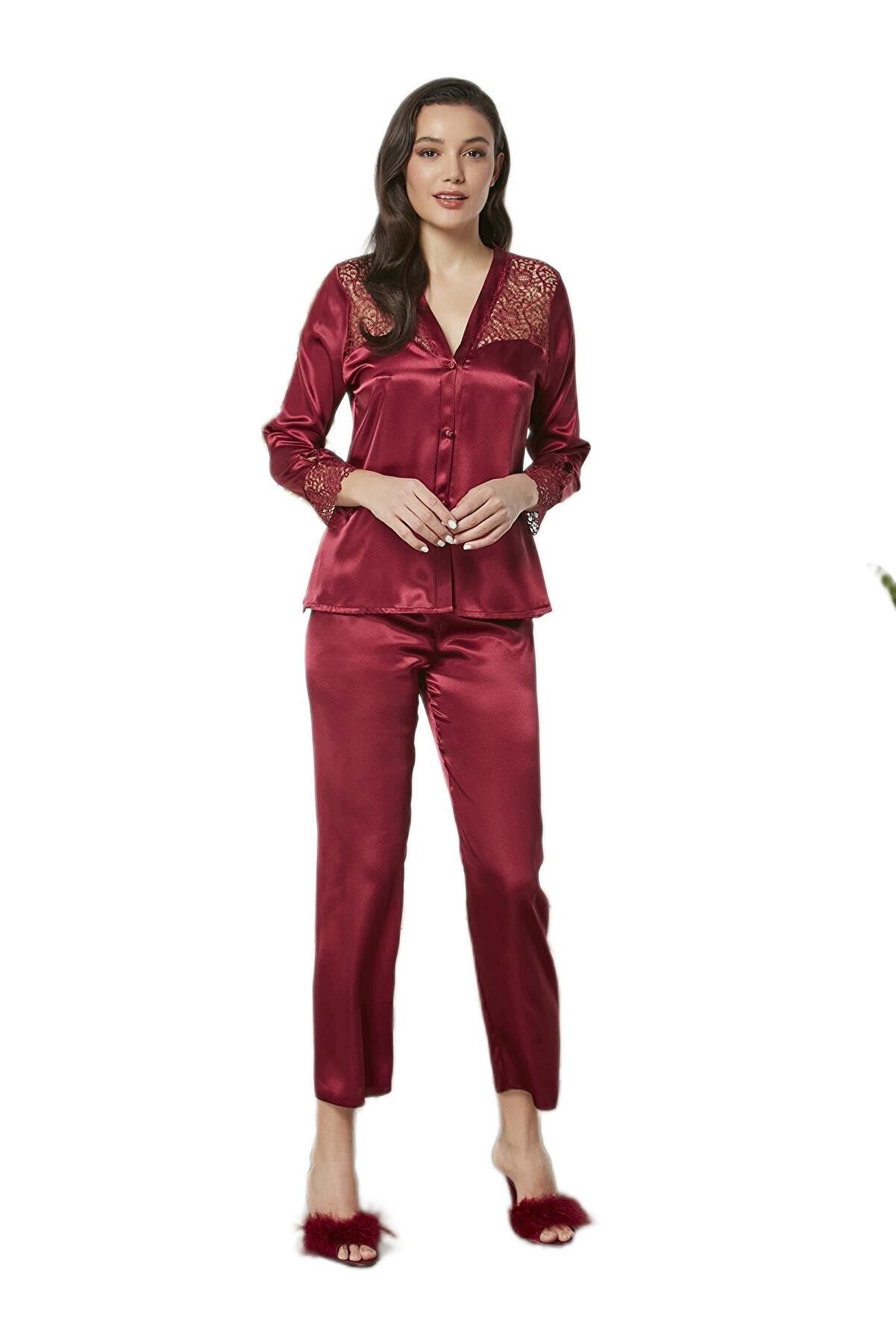 Pierre Cardin Kadın Bordo Altılı Saten Çeyiz Seti 6625