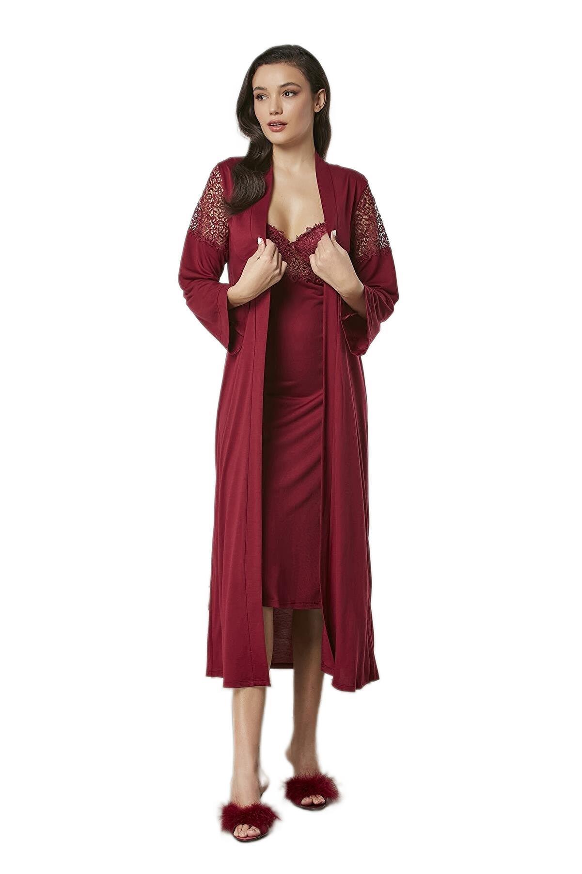 Pierre Cardin Kadın Bordo Penye Altılı Çeyiz Seti 5045