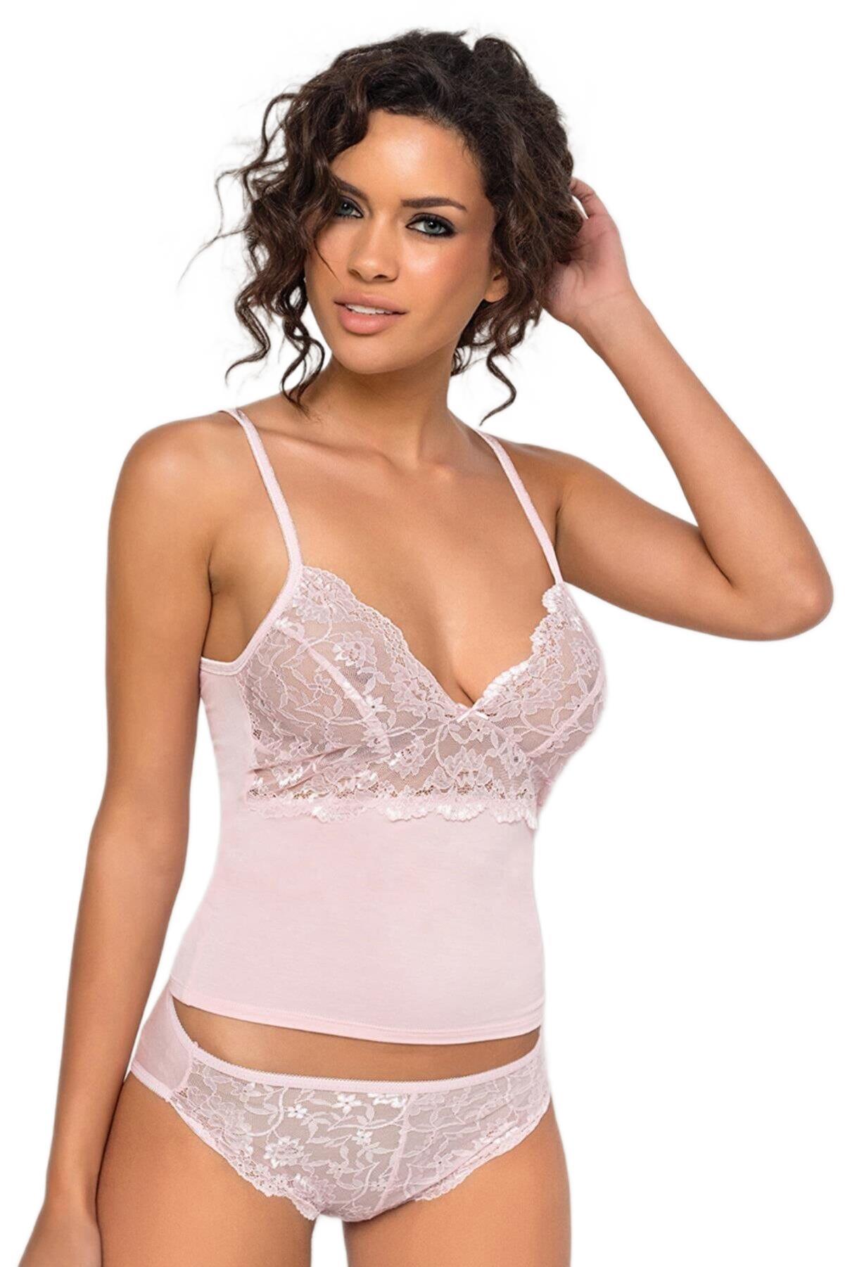 Pierre Cardin Kadın Dantelli Penye Atlet Külot / Kaşkorse Set 315