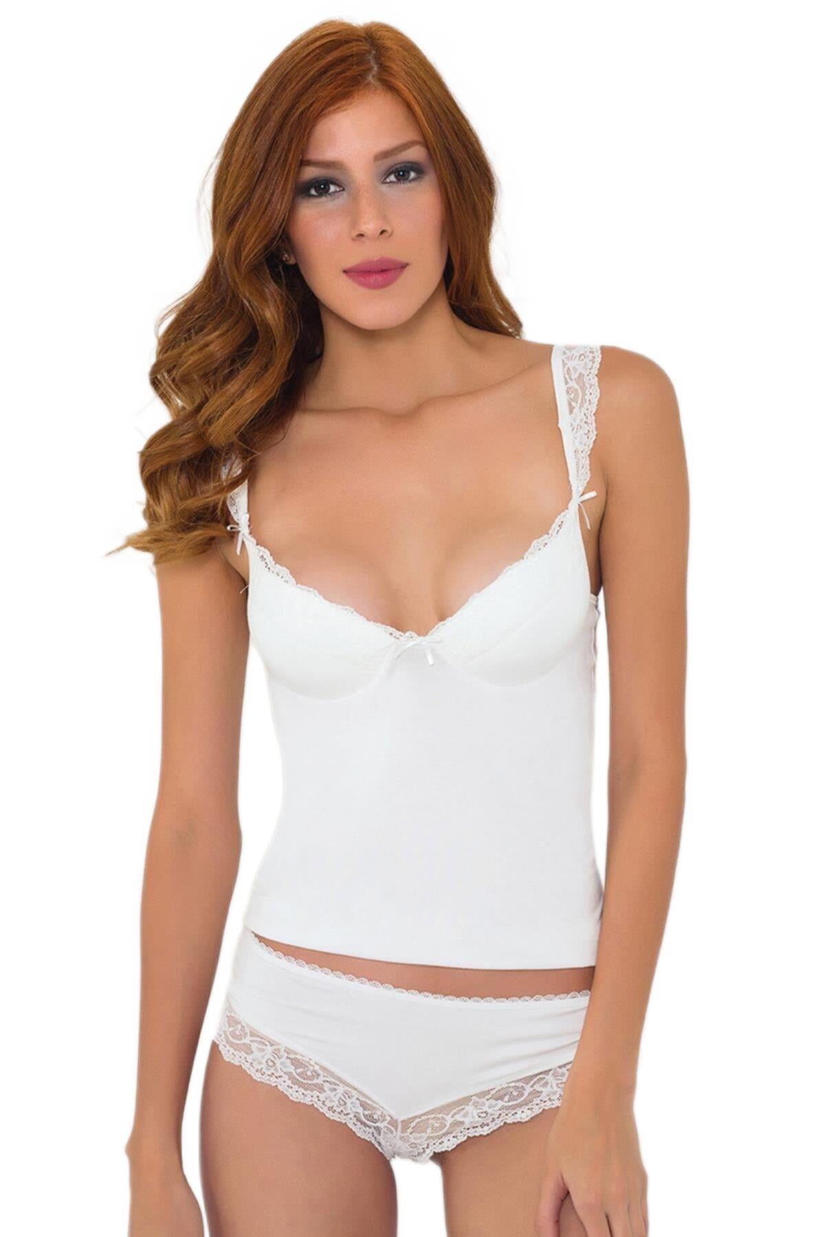 Pierre Cardin Kadın Dantelli Penye Atlet Külot / Kaşkorse Set 394