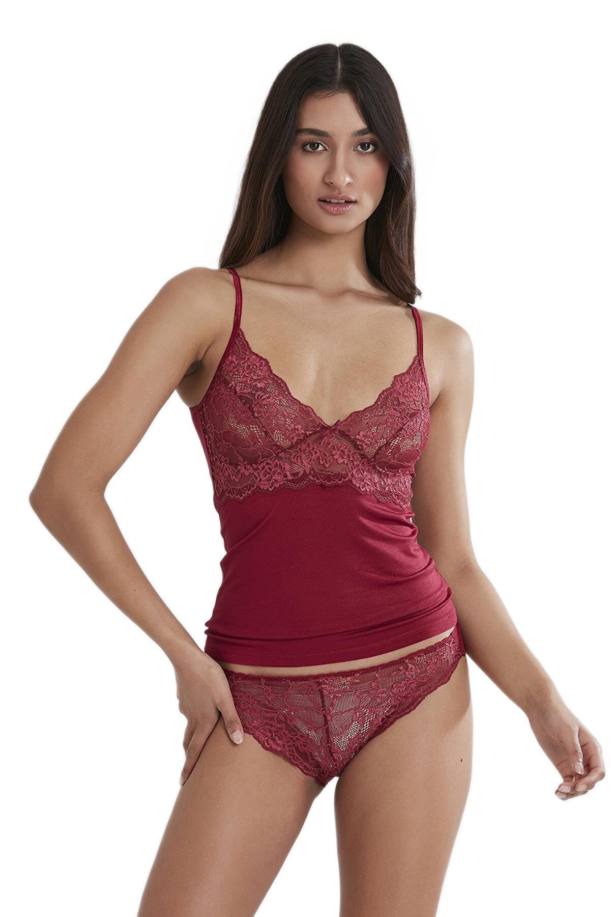 Pierre Cardin Kadın Dantelli Penye Atlet Külot / Kaşkorse Set 315