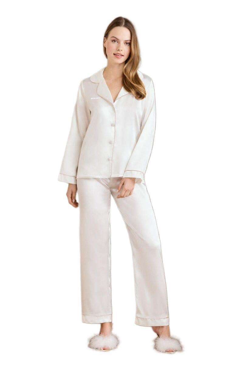 Pierre Cardin Kadın Ekru Saten Pijama Takımı 1200