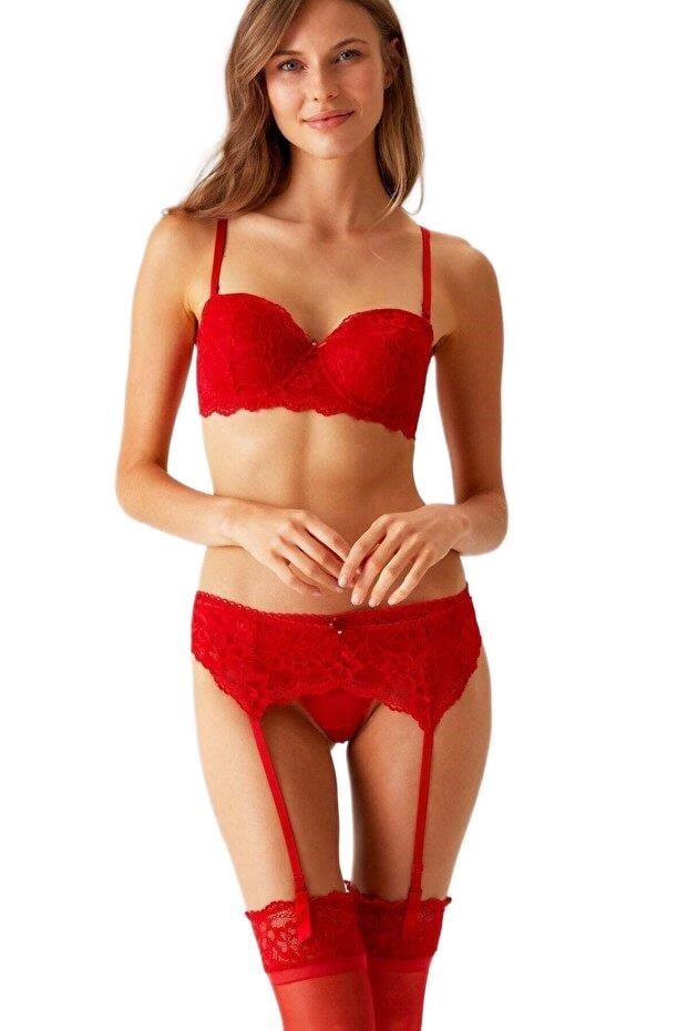 Pierre Cardin Kadın Kırmızı Siena Kaplı Jartiyer Takım 4793